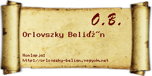 Orlovszky Belián névjegykártya